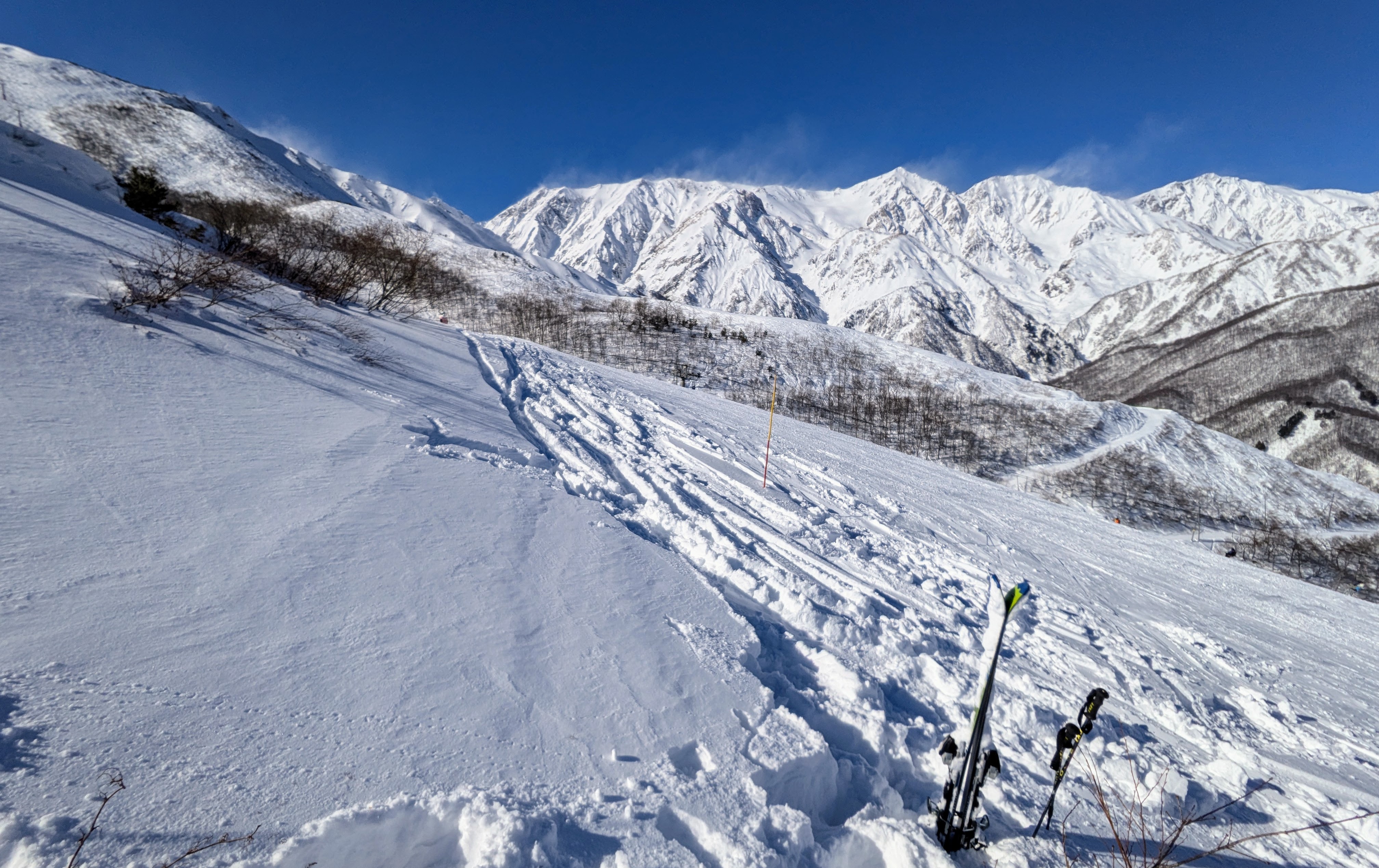 Ski resort scene with slopes